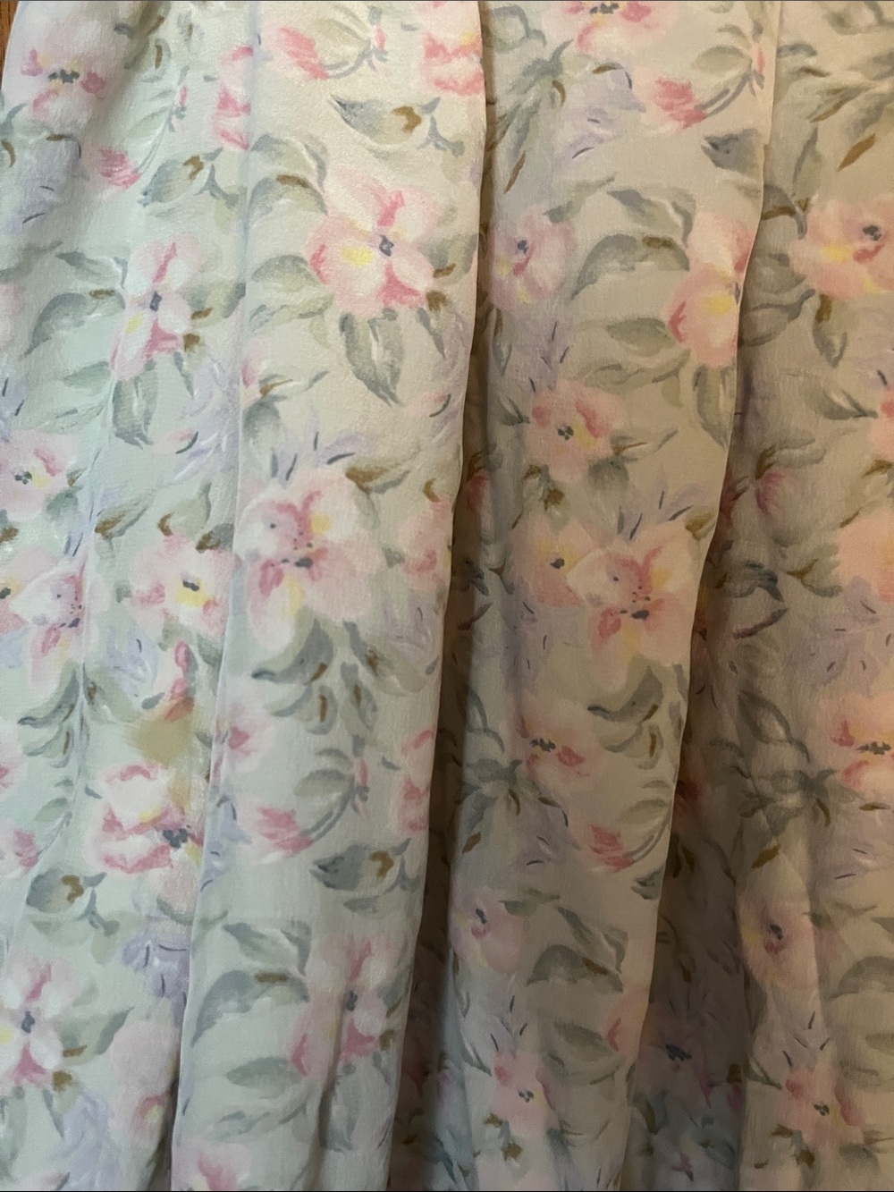100% Silk Liz Claiborne Pastel Floral Pleated Midi Skirt - Picture 3 of 5
